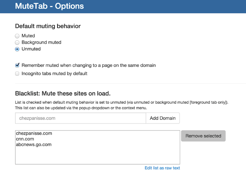 MuteTab options